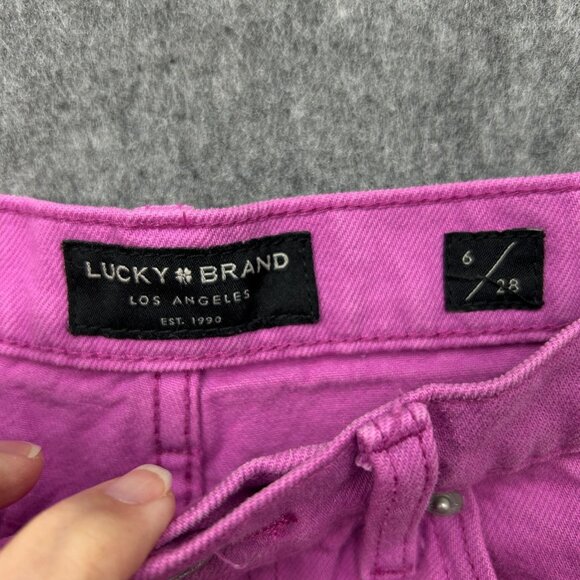 Lucky Brand Mid Rise Cut Off Shorts Women's Size 6 / 28 Radiant Orchid Fray NWT - Picture 3 of 14